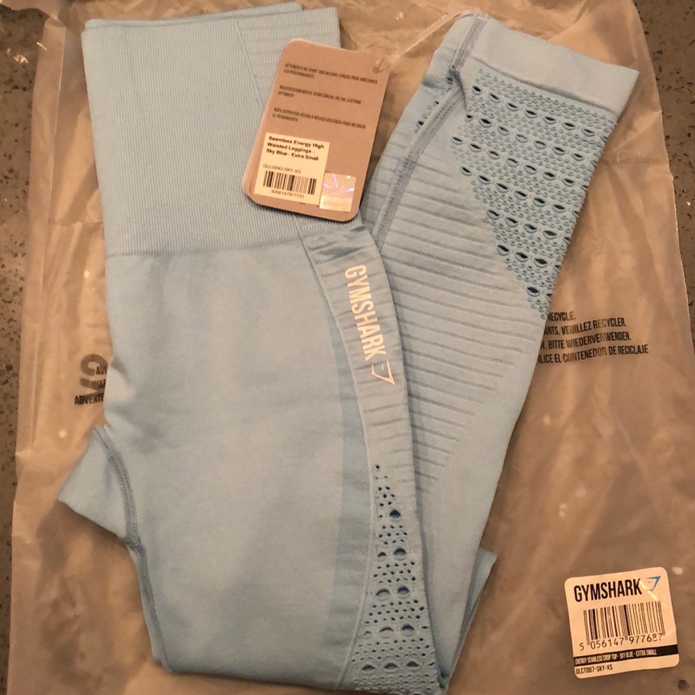 GymShark Seamless HighWaisted Leggings -SkyBlue XS - Picture 2 of 3